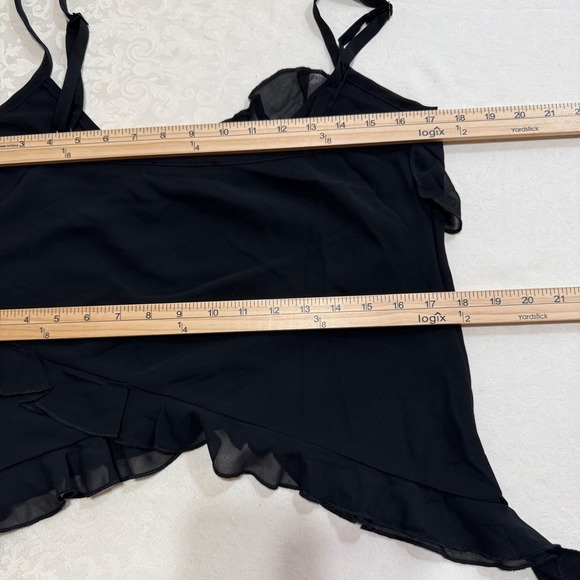 Emerson Lang Black Ruffle‎ Asymmetrical Cami Tank Top Women's L Fairy Grunge - Picture 4 of 10